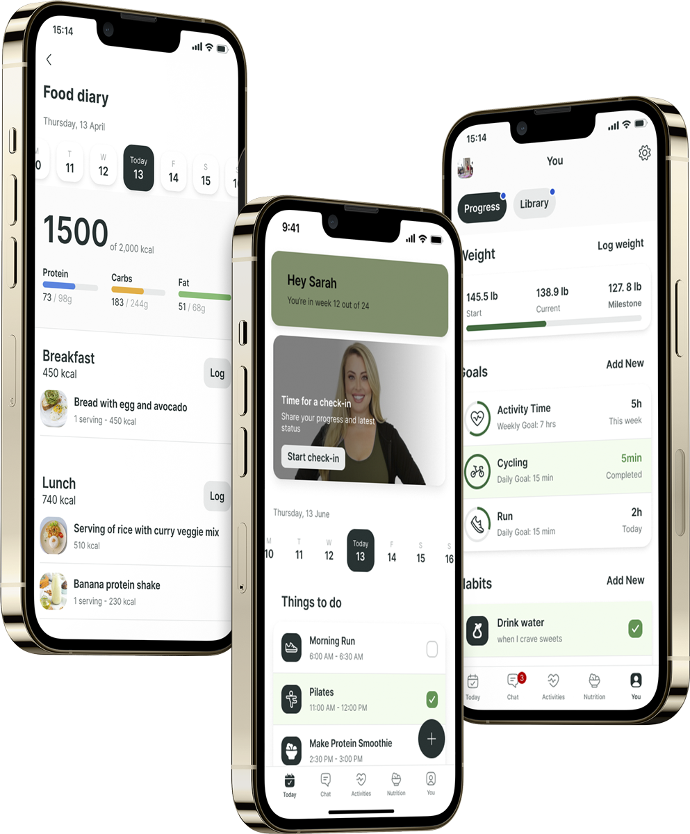 A mockup of the coaching app showcasing the features.